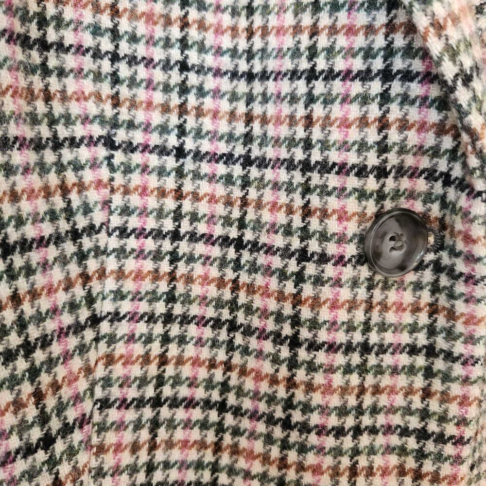 Talbots Houndstooth Check Wool Blazer Owl Print Fall Winter Office Classic 12 - Picture 5 of 11